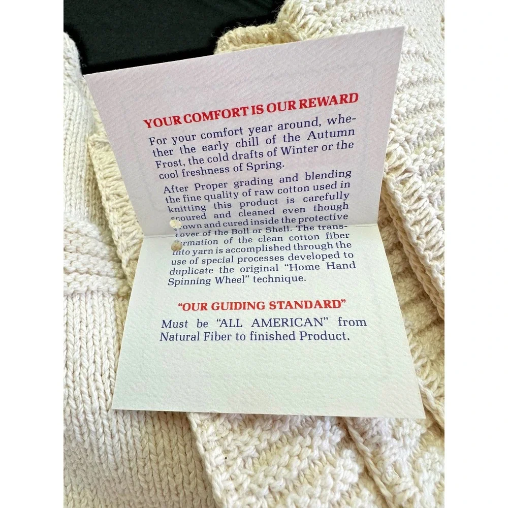 American Heritage North Bay Product Soft Spun Cotton Hand Knit Throw Cream USA